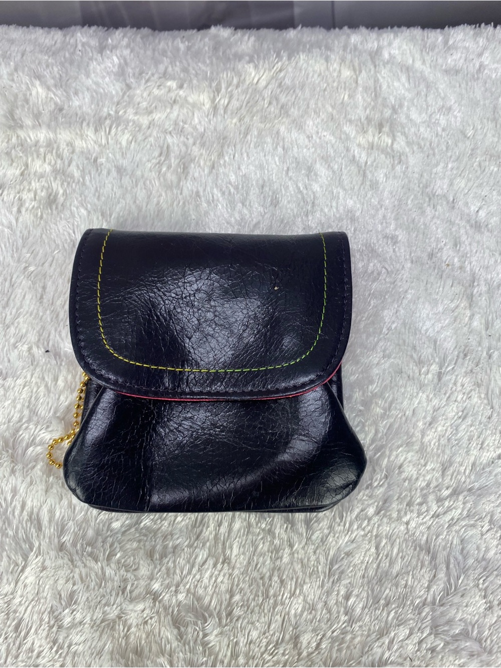 Black Women's Leather Crossbody Bag with Color Stitching